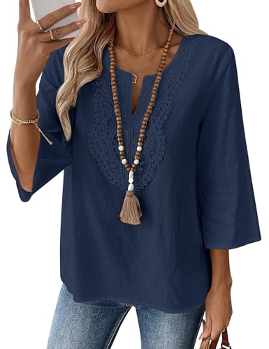 Women's Cotton Linen V-Neck Tunic