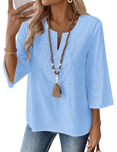 Women's Cotton Linen V-Neck Tunic
