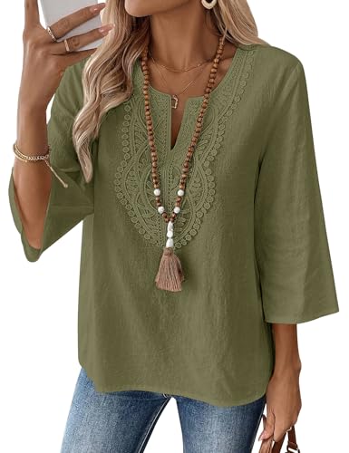 Women's Cotton Linen V-Neck Tunic