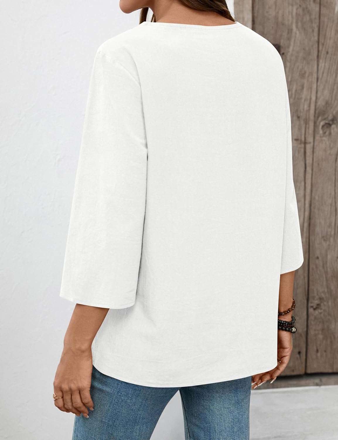 Women's Cotton Linen V-Neck Tunic