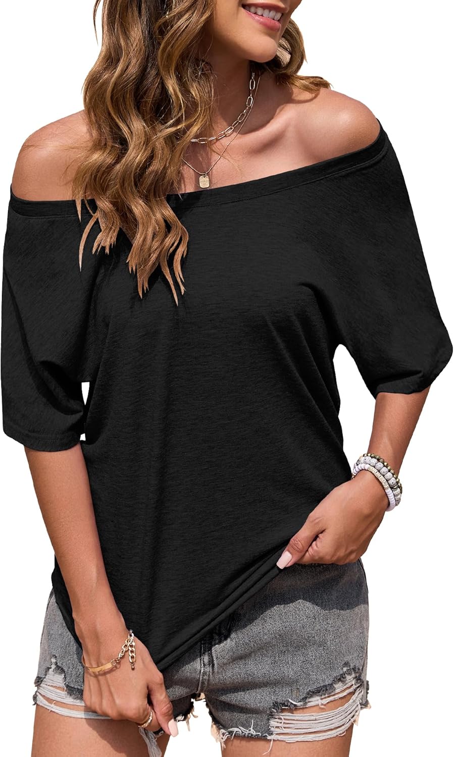 Women's Off Shoulder Batwing T-Shirt