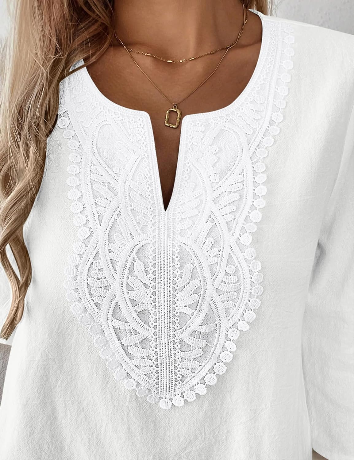 Women's Cotton Linen V-Neck Tunic