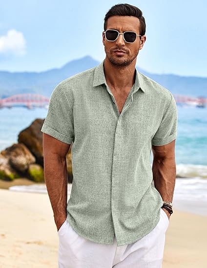 Men's Linen Shirts Short Sleeve