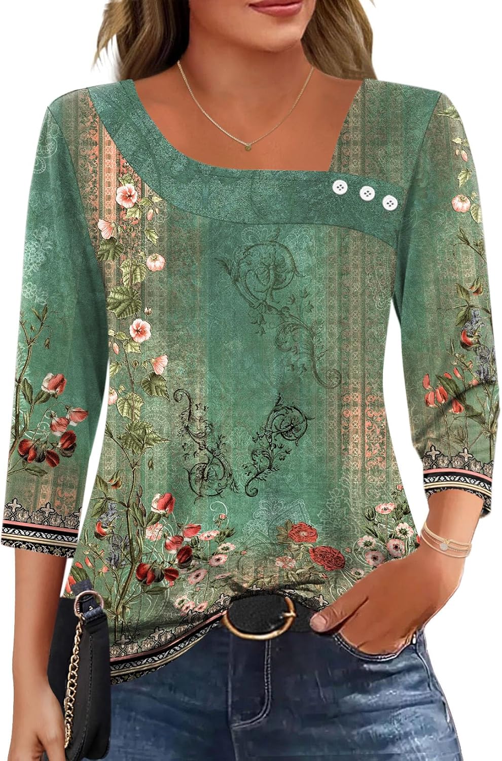 Women's Asymmetrical Neck Tunic Blouse
