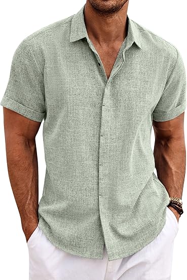 Men's Linen Shirts Short Sleeve