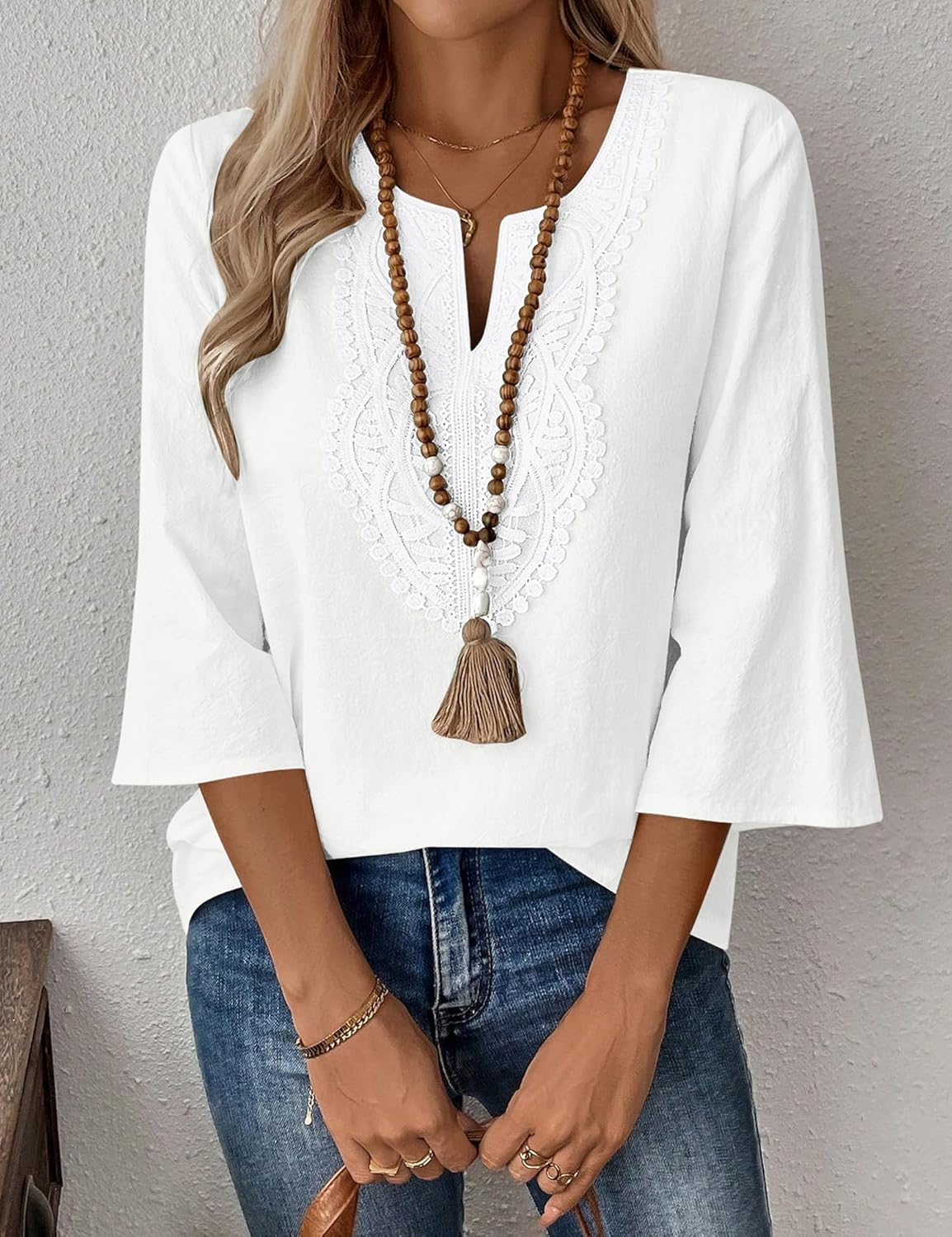 Women's Cotton Linen V-Neck Tunic