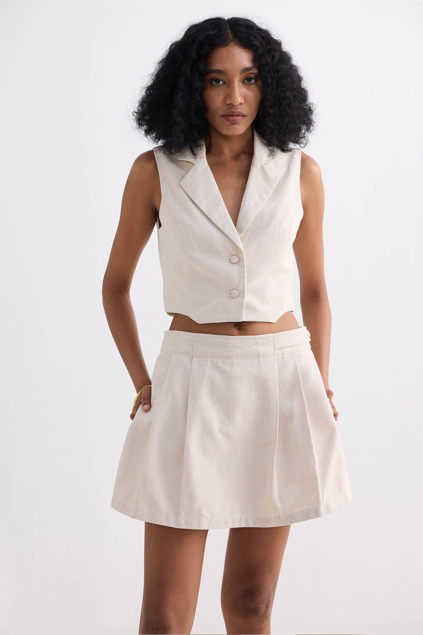 Cotton Tweed Skirt in Cream