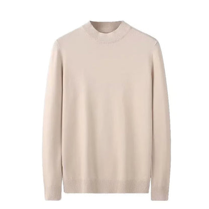 Men's Sweater, Half Polo Turtle Neck, Loose Fit Knit Top, Autumn Winter Base Layer