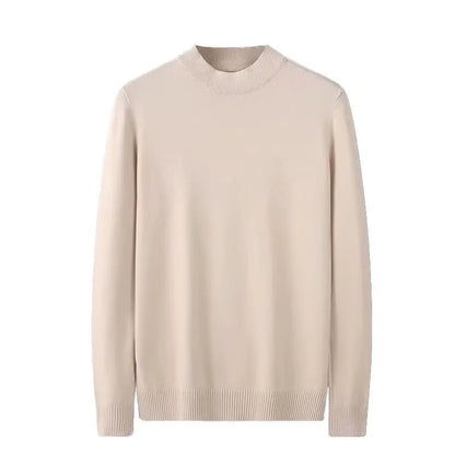 Men's Sweater, Half Polo Turtle Neck, Loose Fit Knit Top, Autumn Winter Base Layer