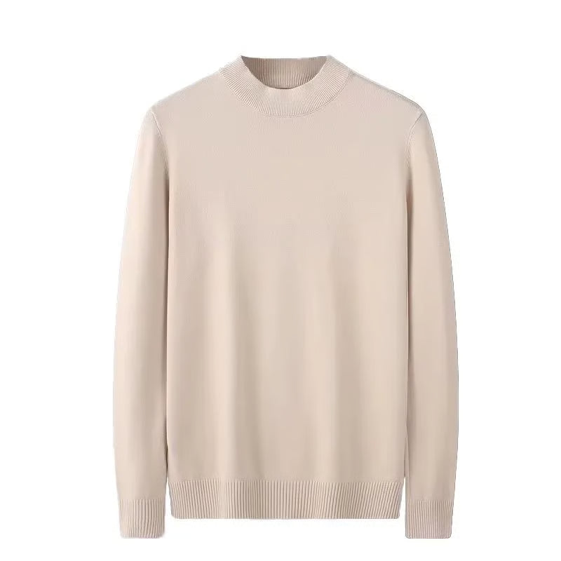 Men's Sweater, Half Polo Turtle Neck, Loose Fit Knit Top, Autumn Winter Base Layer
